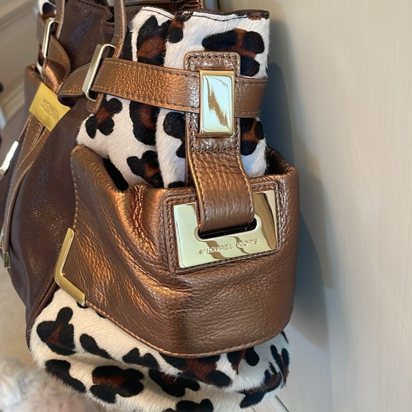 MICHAEL KORS leopard and brown and gold leather bag - Picture 5 of 14